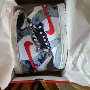 Women's Nike Dunk High Top, Multi-Color/Habanero Red-White